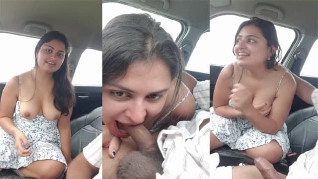 GF Flash Hot Boobs Sucking BF’s Dick In Car Mms